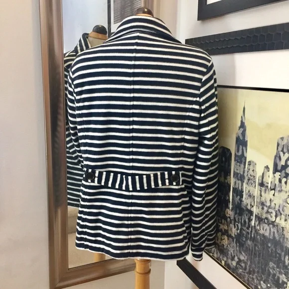 Lands End double breasted stripped peacoat - Picture 6 of 6
